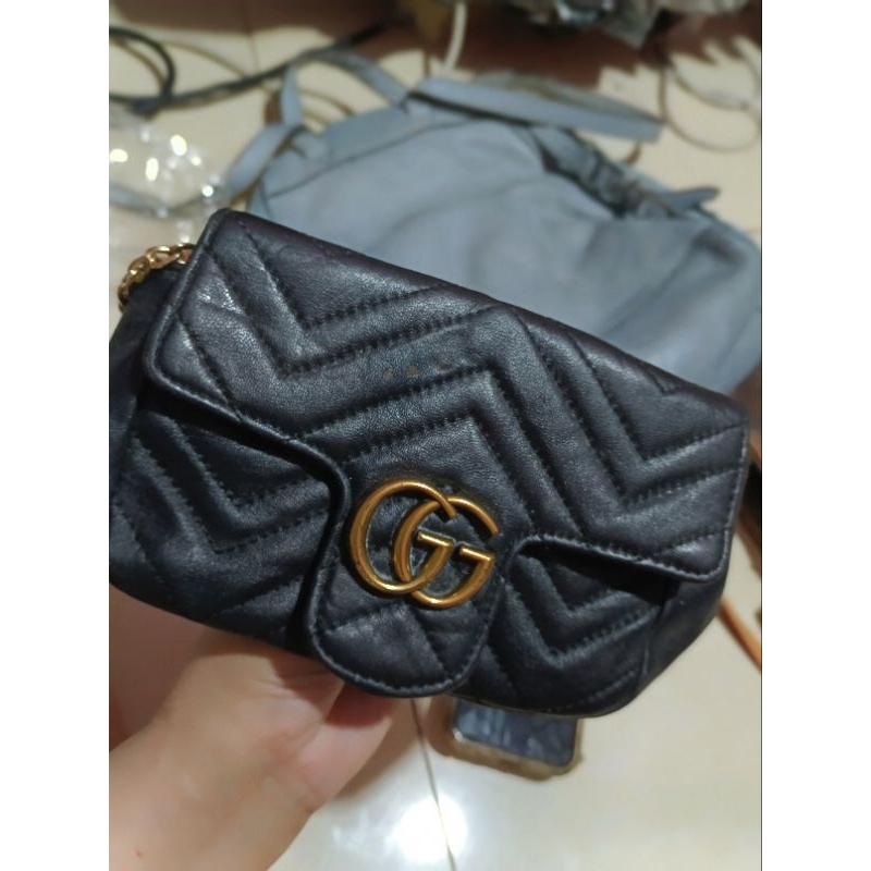 Tas Selempang Gucci Hitam preloved tas second