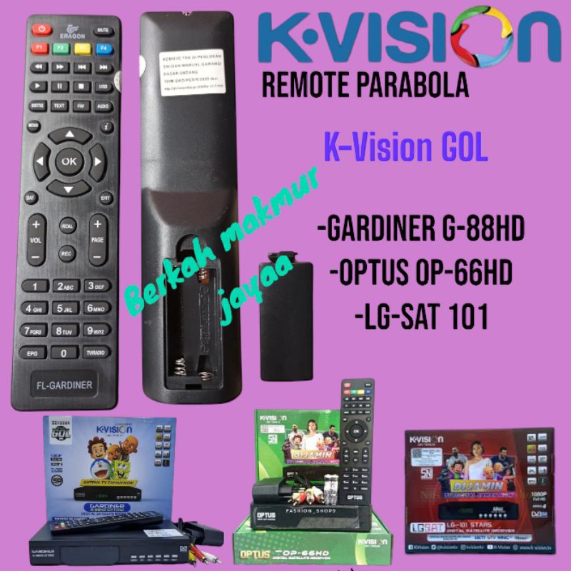 (1 pcs) KVision Remote Remot Receiver Parabola K-Gol Gariner G-88HD Optus OP-66HD LG-SAT 101