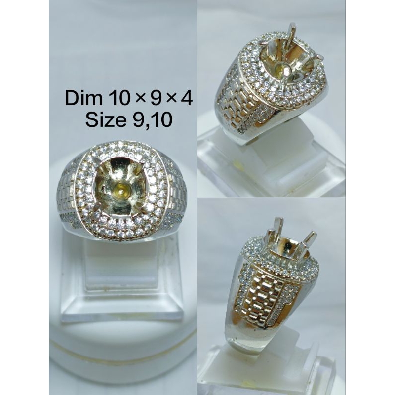 Ring cincin/emban alpaka super microsetting full zirkon/diamond tumpuk