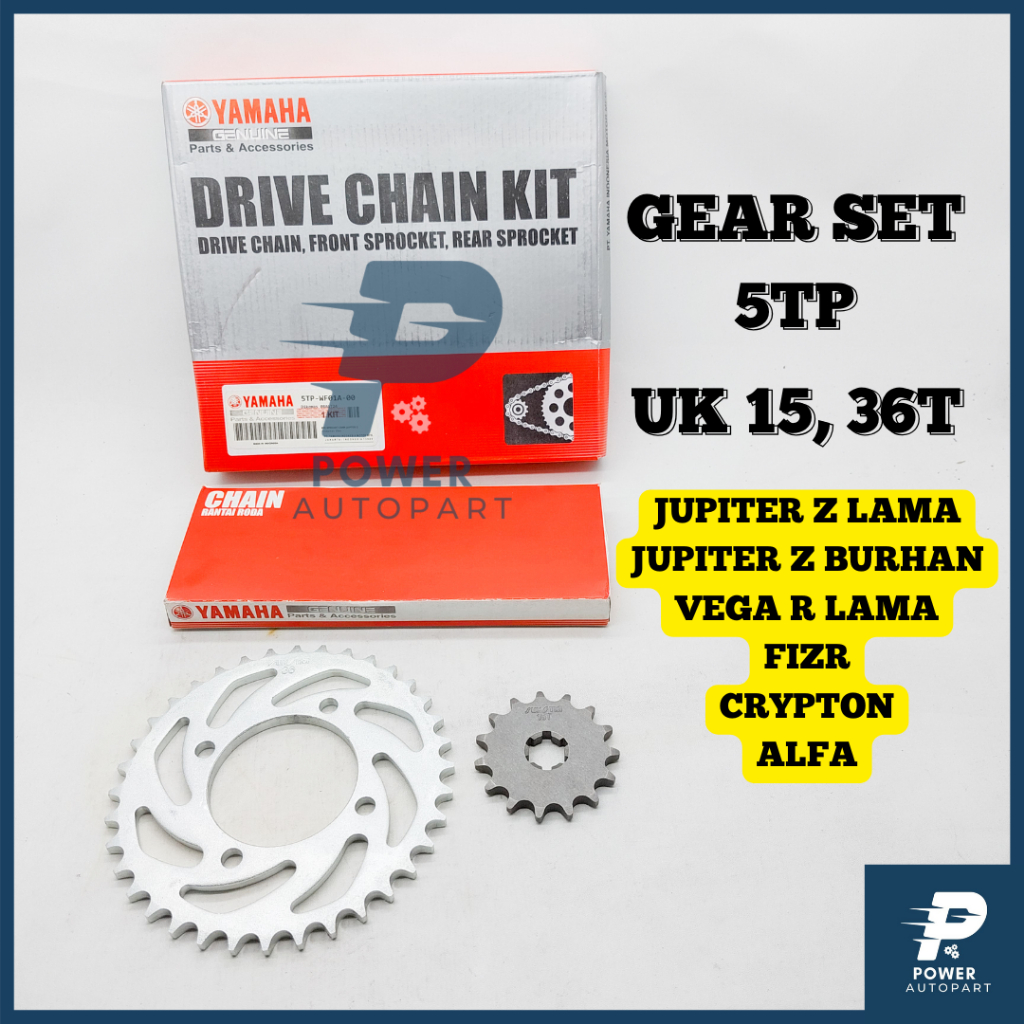GEAR SET + RANTAI UK 15T, 36T YAMAHA JUPITER BURHAN, JUPITER Z LAMA, VEGA R NEW, CRYPTON, FIZR, ALFA