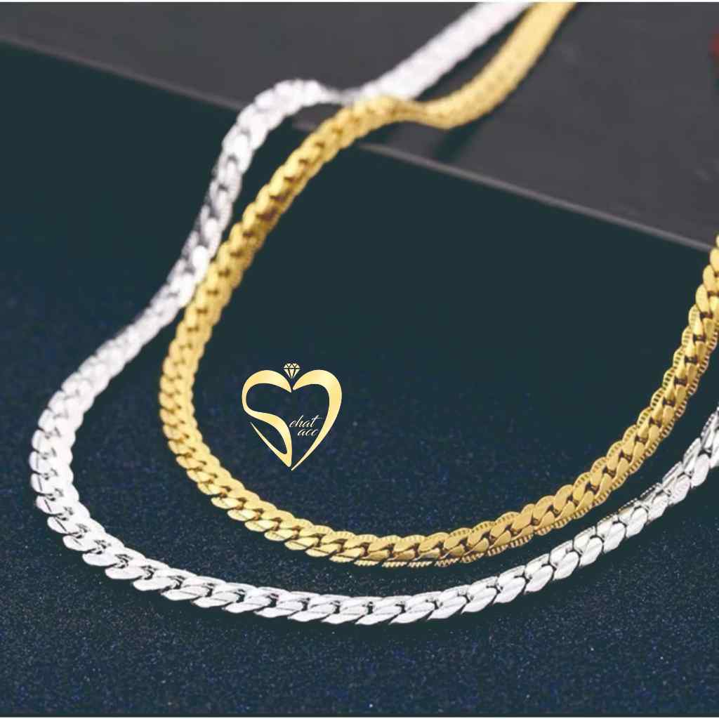 Kalung Titanium Sisik Naga Anti Karat Pria Wanita Gold Silver Original Kalung Emas Perak