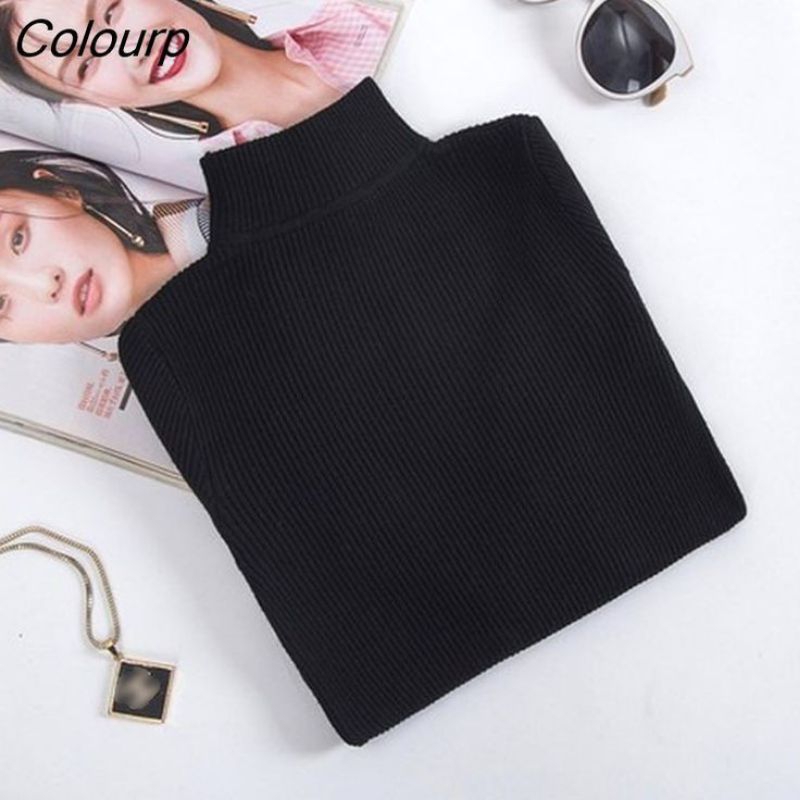 Baju atasan wanita turtleneck polos rajut / baju polos wanita lengan panjang