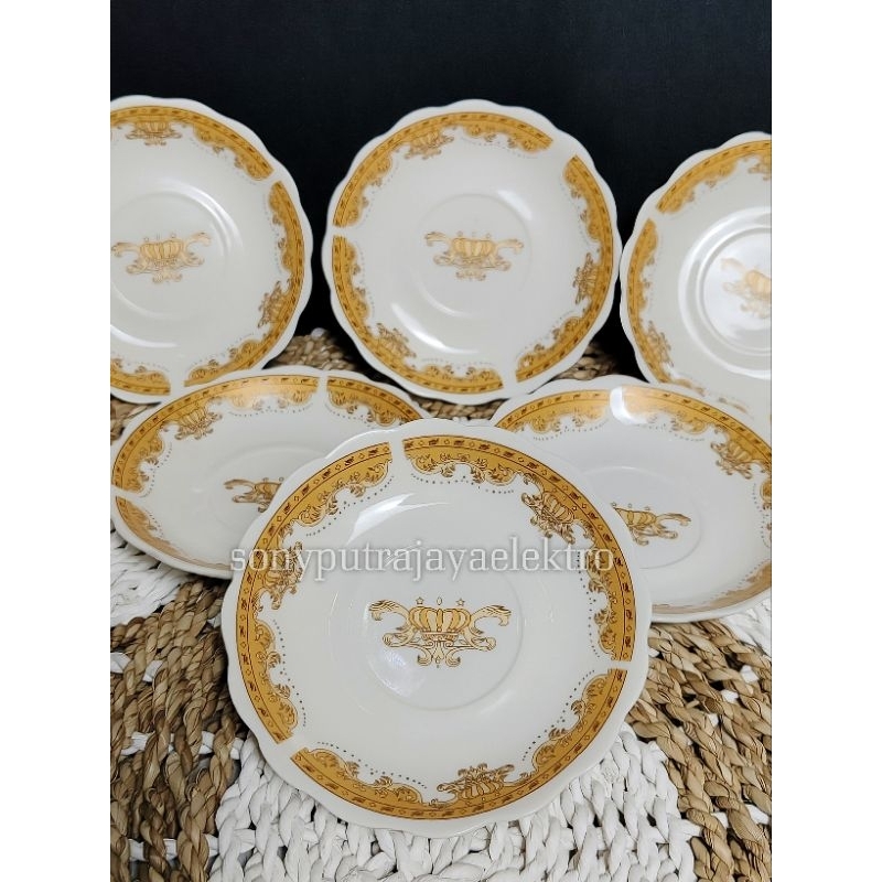 [6PCS]Lepek kopi keramik | Lepek teh | Tatakan gelas motif mahkota
