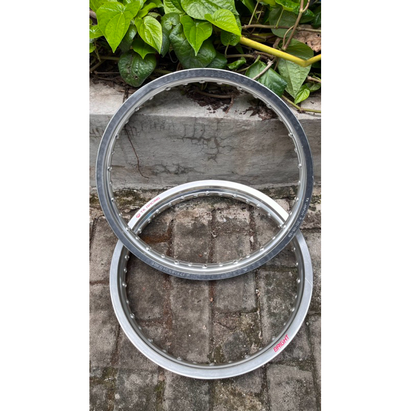 Velg TK Japan original ring 17 silver set depan belakang lebar 1.85 x 1.60 racing