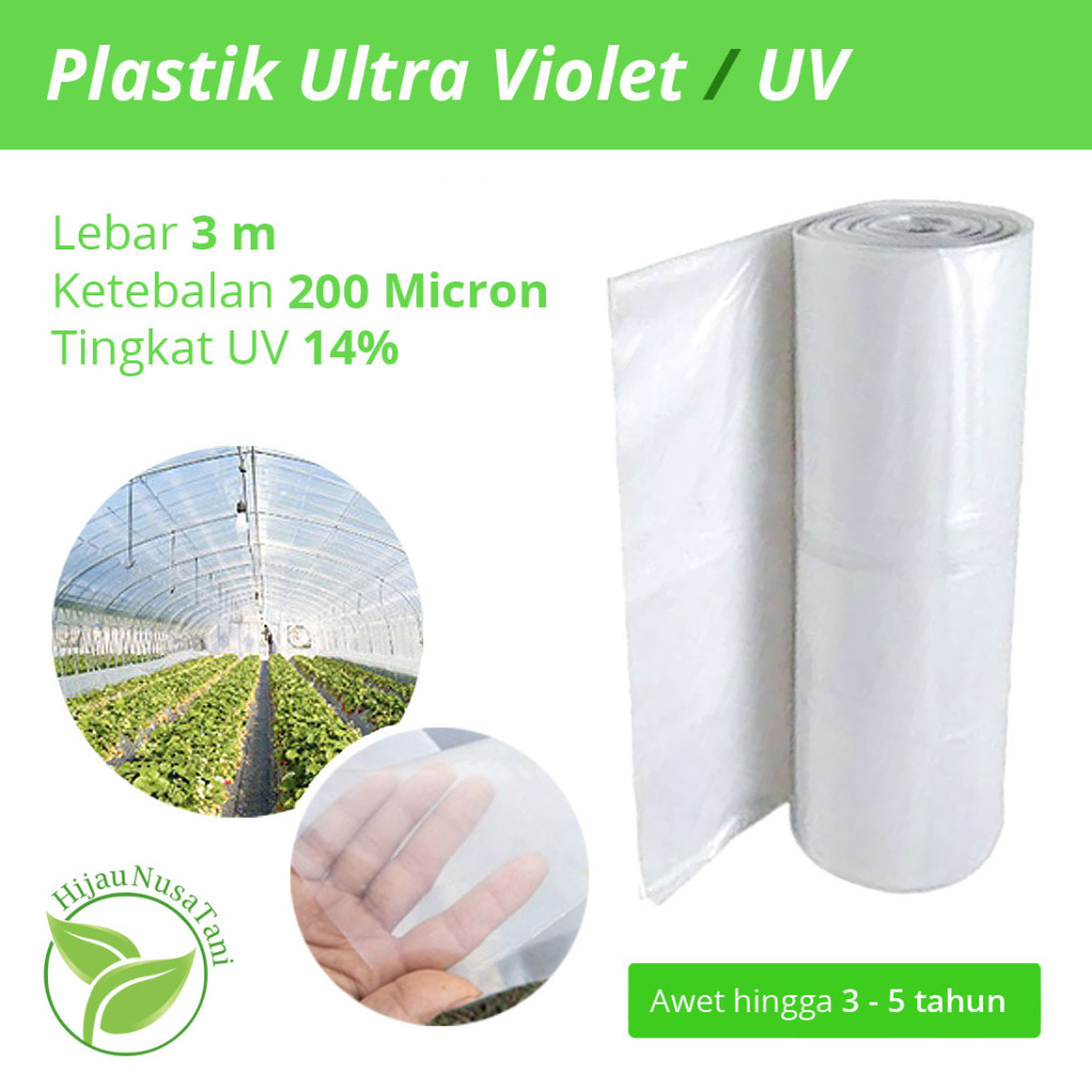 PLASTIK UV 14% LEBAR 3 METER - Bahan Atap Penutup Rumah Kaca Green House Penahan Peneduh Sinar Ultra