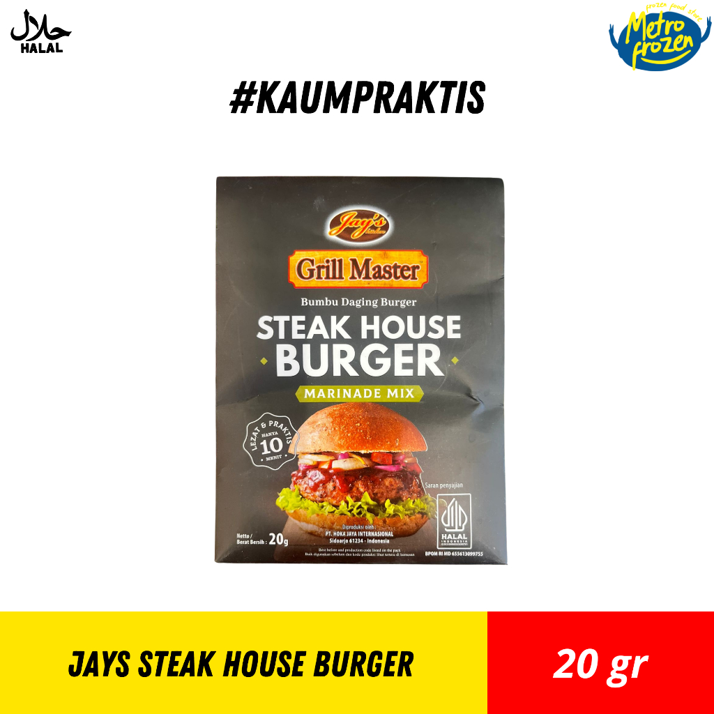 

JAY'S Grill Master Steak House Burger 20gr //bumbu daging burger //bumbu daging burger instan Banjarmasin