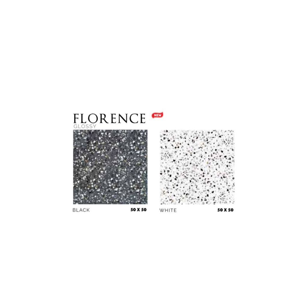 ASIA TILE FLOOR TILE FLORENCE GLOSSY BLACK & WHITE 50X50