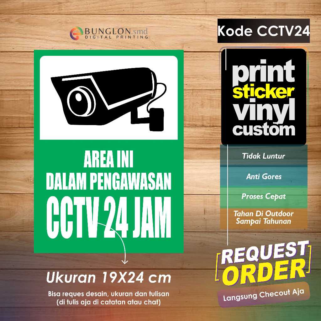 

STIKER AREA INI DI AWASI CCTV 24 JAM + LAMINASI KODE CCTV24 HIJAU