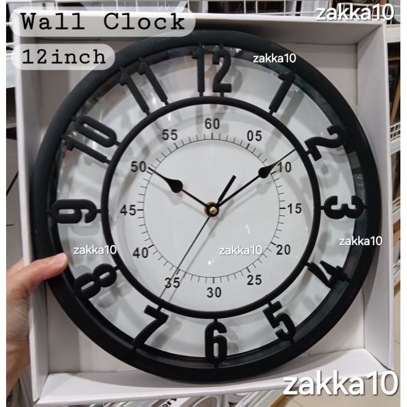 Wall Clock Jam Dinding Dekorasi Interior Rumah Classic Minimalist (Black) Mr DIY