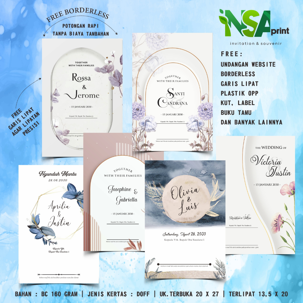 Undangan Pernikahan Aesthetic / Undangan Murah / Undangan Rustic / Bonus Terbanyak / Undangan NSAPRI