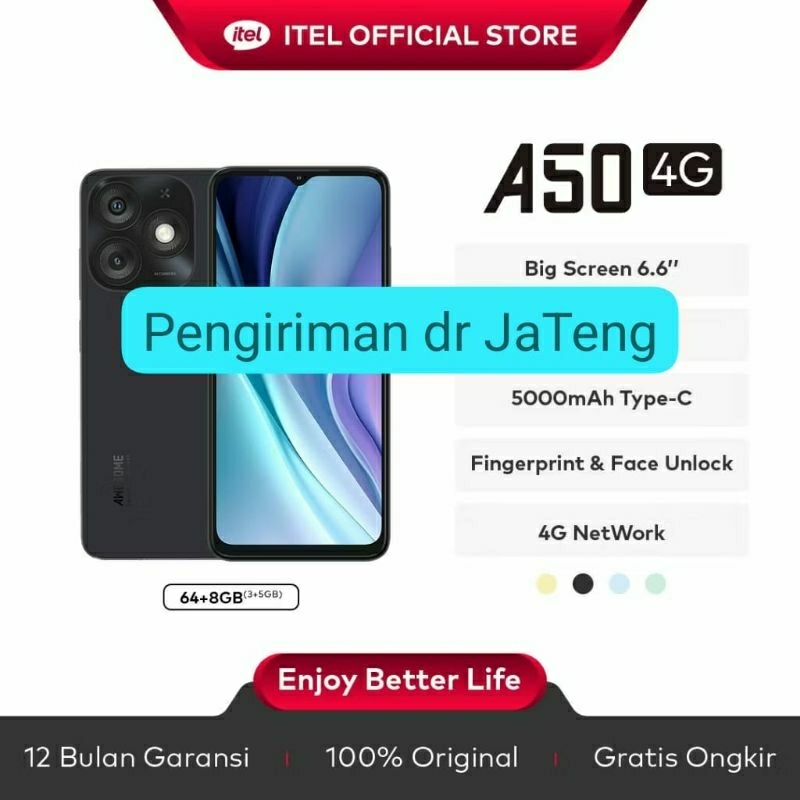 New Itel A50 3/64GB + 4/64GB Resmi No Repack