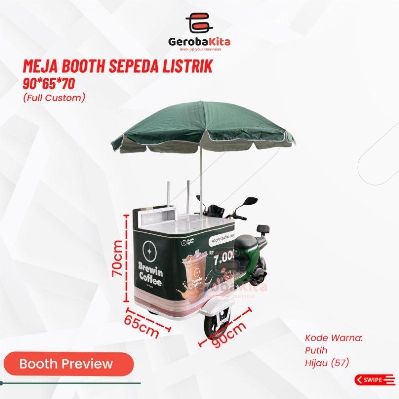 Booth Sepeda Listrik 90*65*70 (Full branding,payung)