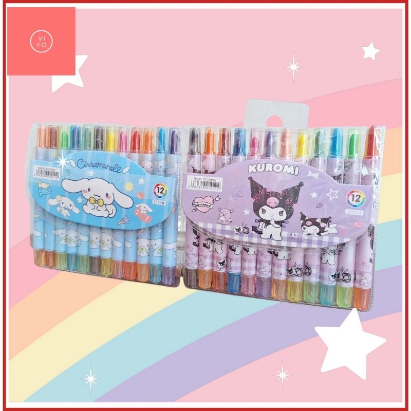 

Krayon Putar Sanrio Kuromi Twist Crayon 12 Warna