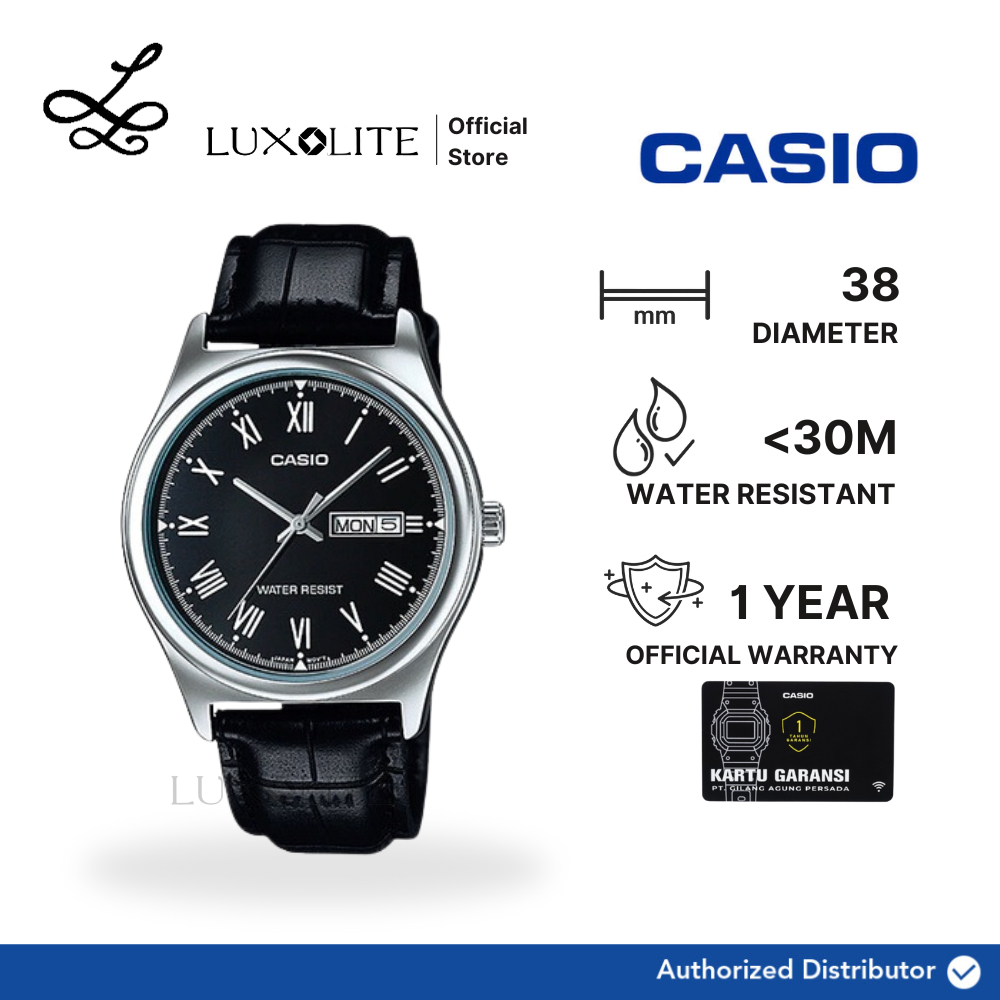 [Luxolite] CASIO Jam Tangan Pria Analog MTP-V006L-1BUDF/MTP-V006L-1B/MTP-V006L-1 Leather Strap