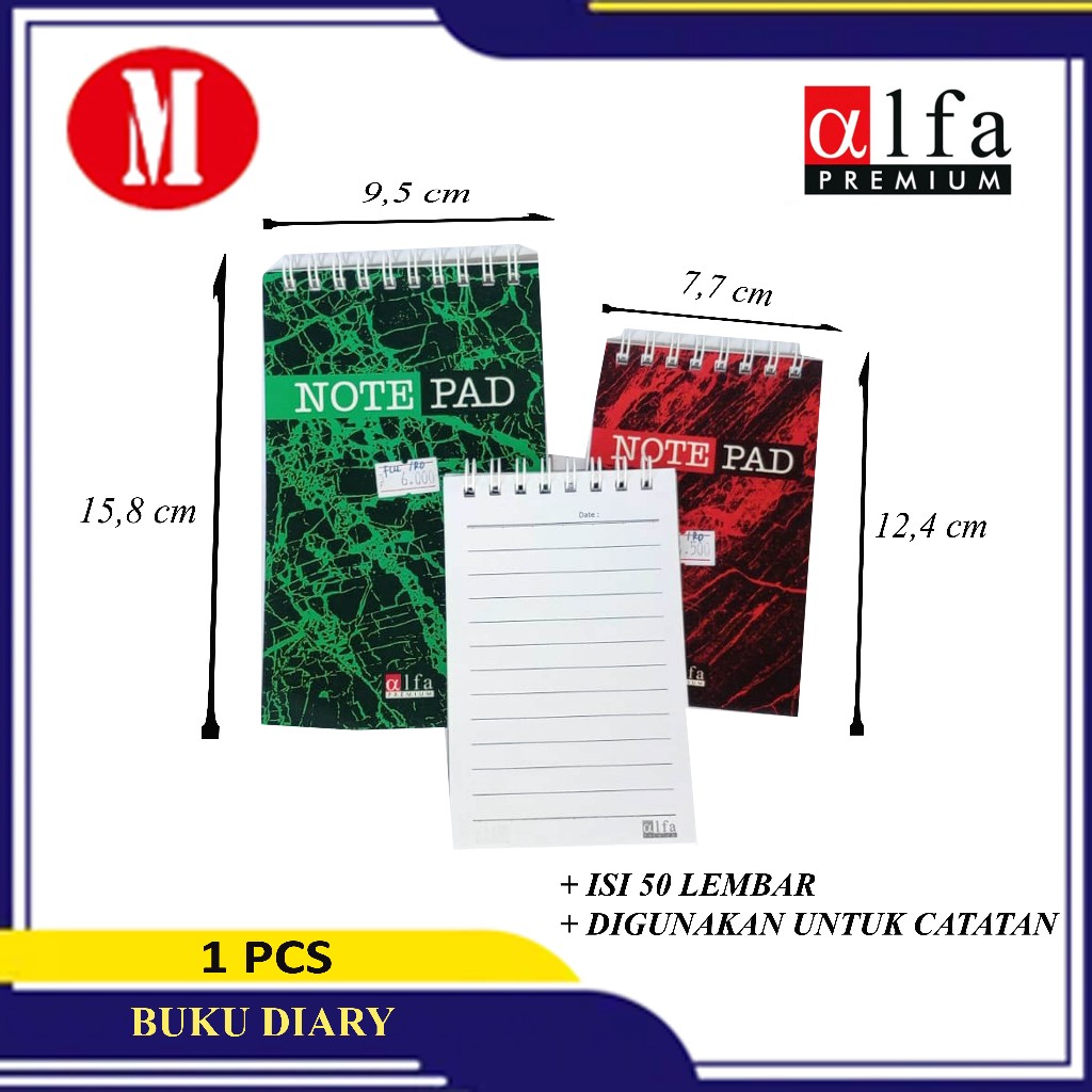 

Buku Note Pad Alfa Spiral Premium.