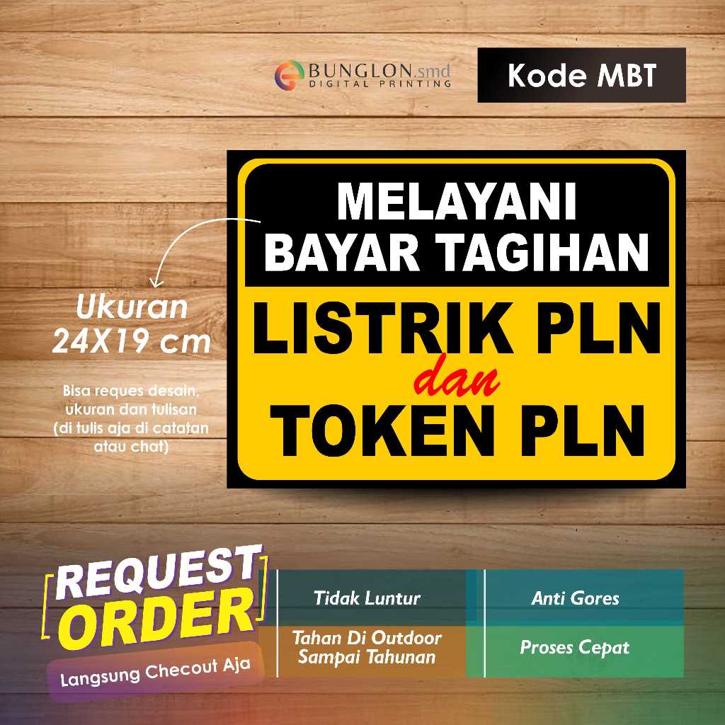 

STIKER MELAYANI BAYAR TAGIHAN LISTRIK PLN DAN TOKEN PLN + LAMINASI KODE MBT KUNING HITAM