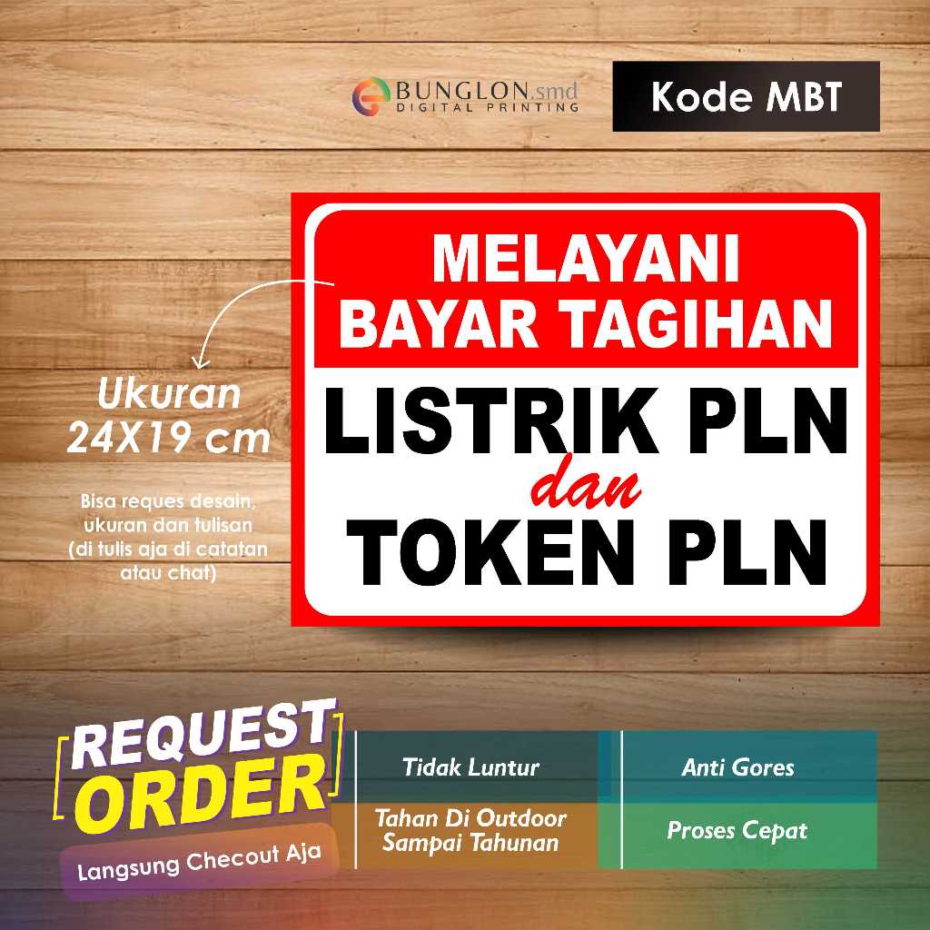 

STIKER MELAYANI BAYAR TAGIHAN LISTRIK PLN DAN TOKEN PLN + LAMINASI KODE MBT MERAH