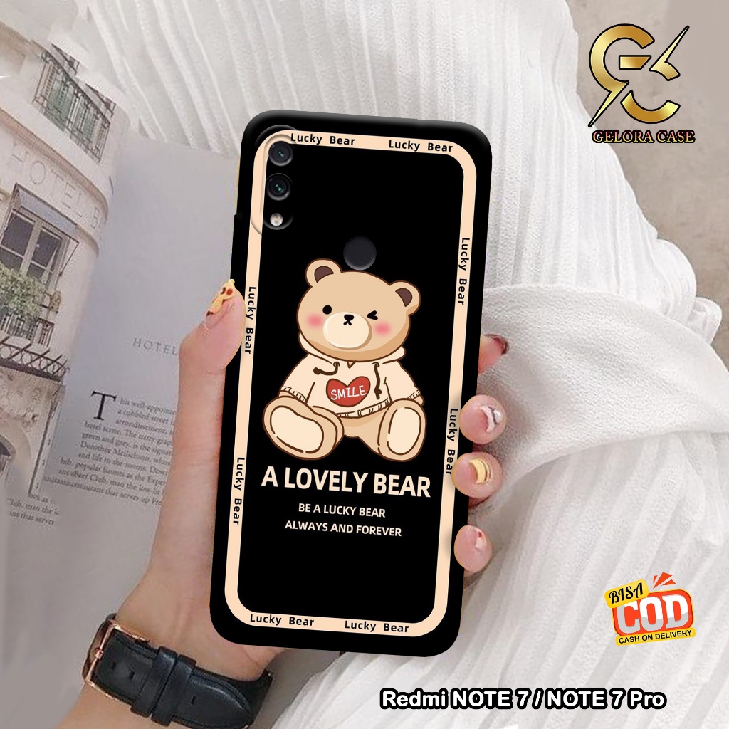 Case Xiaomi Redmi Note 7 / Redmi Note 7 Pro - Geloracase - Casing Redmi Note 7 - Motif case Bear -Xi