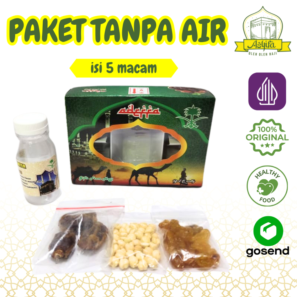 

Paket Hampers Gift Oleh Oleh Umroh dan Haji Ekonomis Murah Tanpa Air Zamzam + Kacang Arab