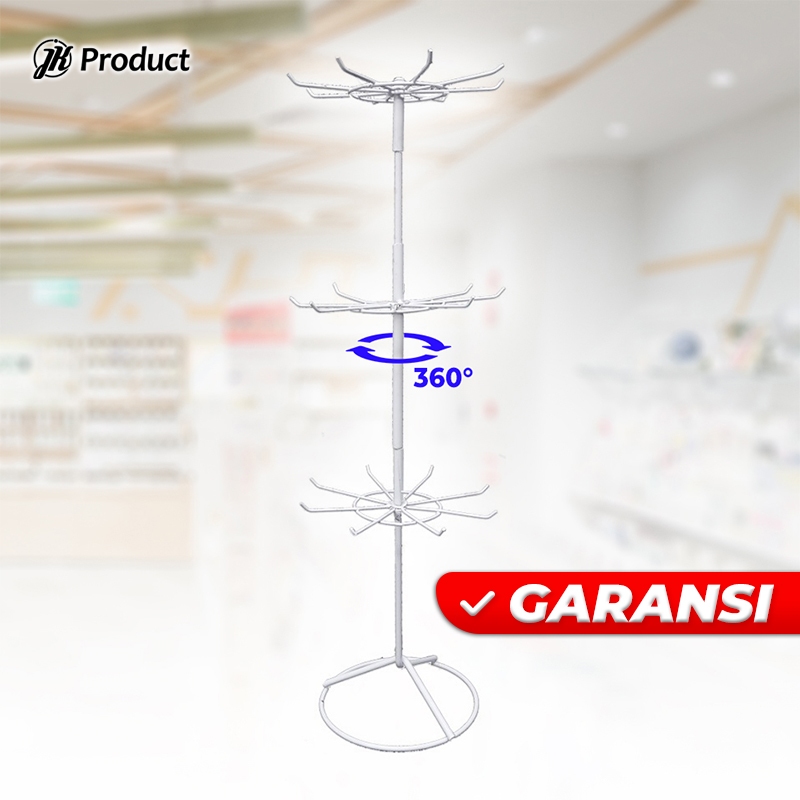 Rak Gantung Aksesoris 3 Susun Putar Display Gantungan Produk Jualan Toko