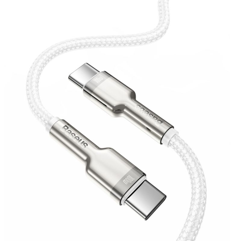 KABEL METAL DATA BASEUS CAFULE TYPE-C TO TYPE-C PD 100W 2M PUTIH