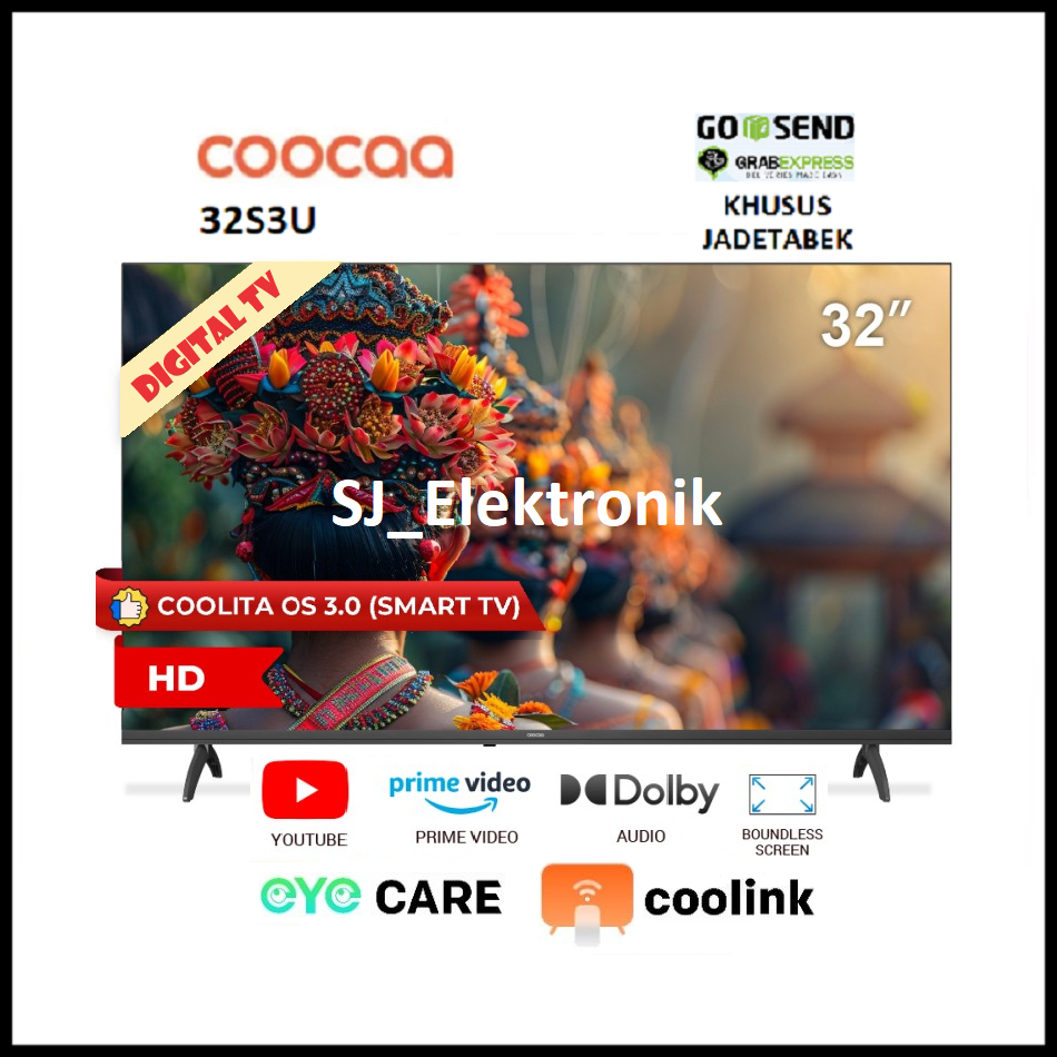 LED TV CooCaa 32 Inch 32S3U HD SmartTV DVB-T2 HDMI USB Movie