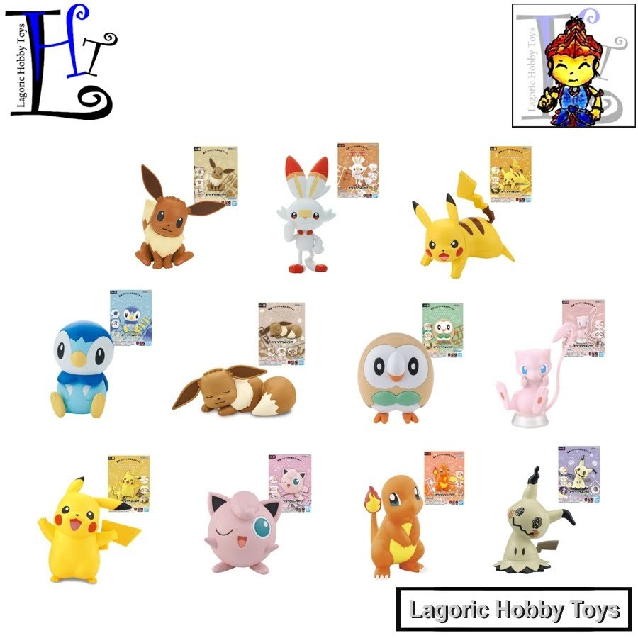 Pokemon PlaMo Collection Quick Bandai Mix Varian LHT 1 Mainan Figure Variasi Original [Pikachu Eevee