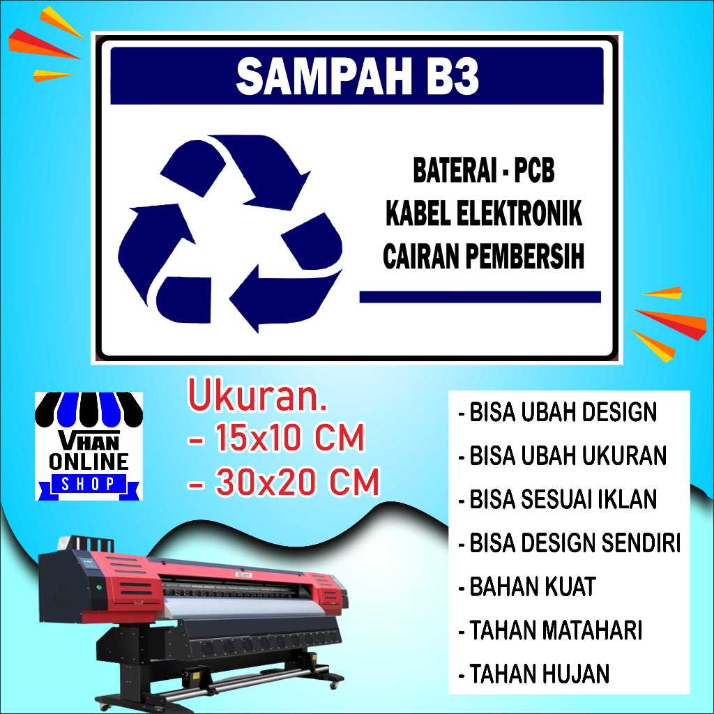 

Cetak Sticker Untuk Tempat Sampah Elektronik Bahan Cerah Biru
