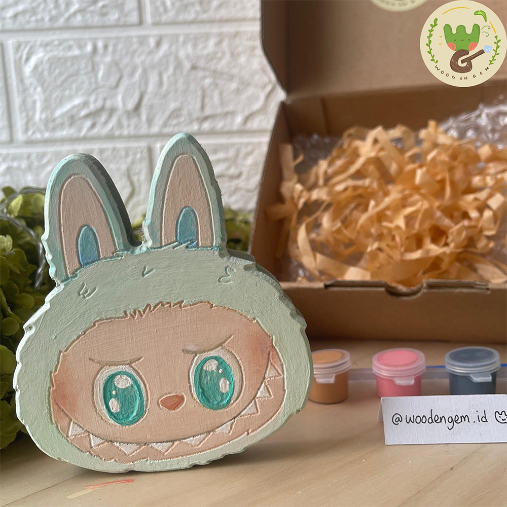 

WOODENGEM DIY Wood Character Painting Kit Mewarnai Melukis Hampers Kayu Karakter Labubu Head Popmart