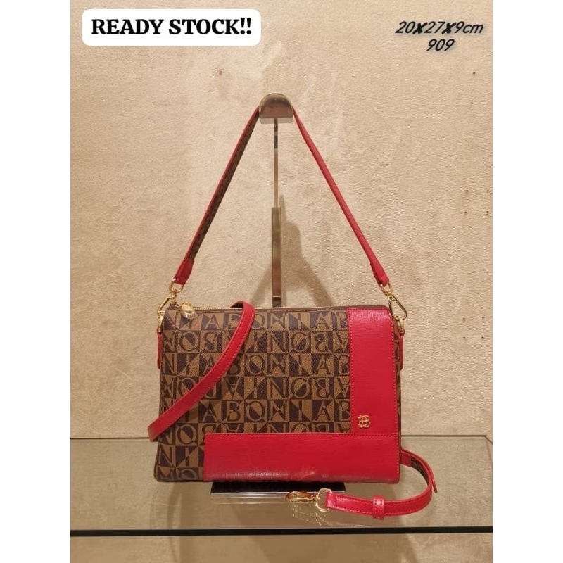 bag Sling 2 strap mono Lis merah Bonia original