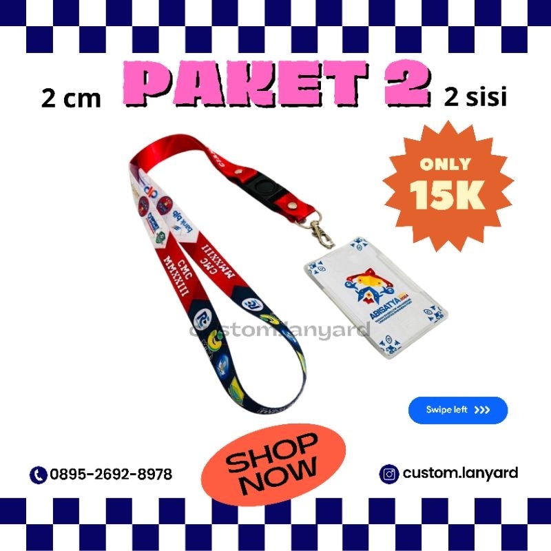 

(PAKET 2 LENGKAP 2 CM 2 SISI) lengkap lanyard id card 2 cm 2 sisi