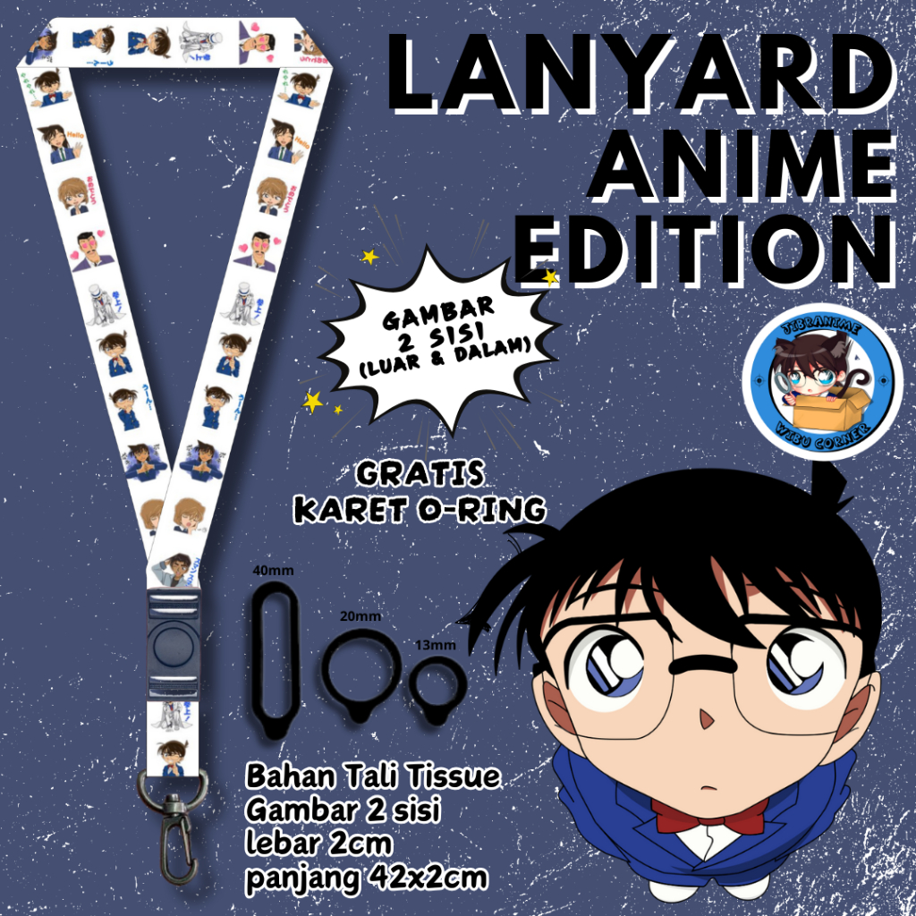 

Lanyard Panjang Anime 2 Sisi / Detective Conan / gantungan kunci layard keychain