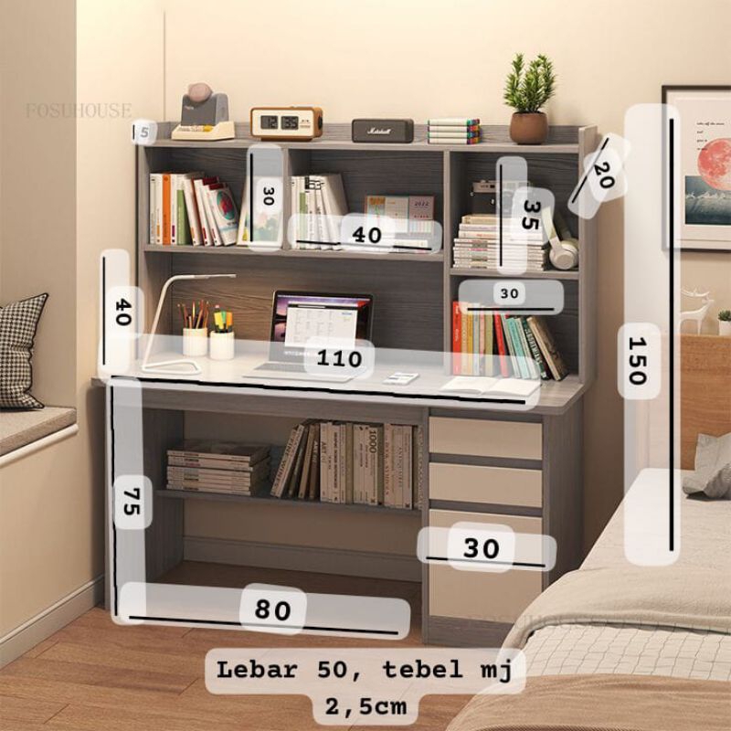 meja belajar mix rak buku meja belajar minimalis