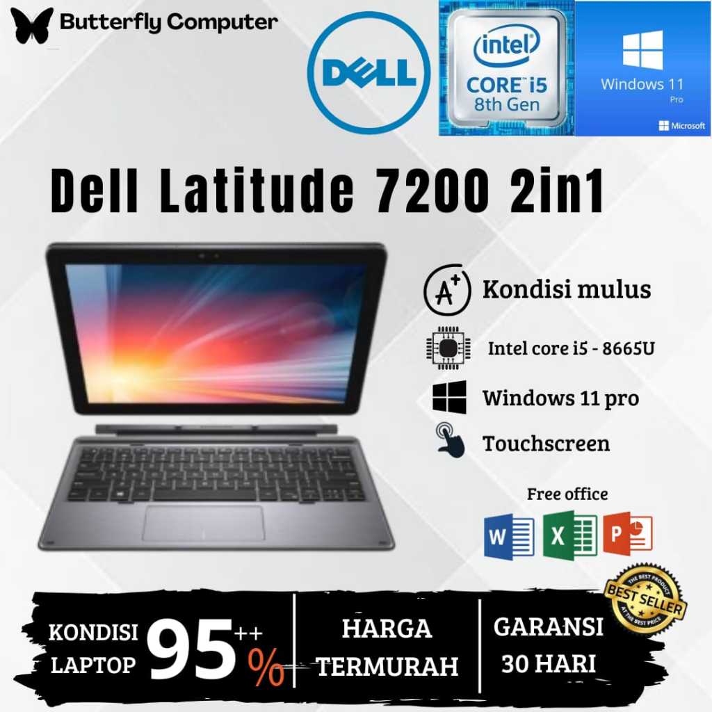 Laptop Dell Latitude 7200 2 in 1 Core i5 Gen 8 - RAM 16GB - RAM 8GB - SSD 512GB - touchscreen - Keyb