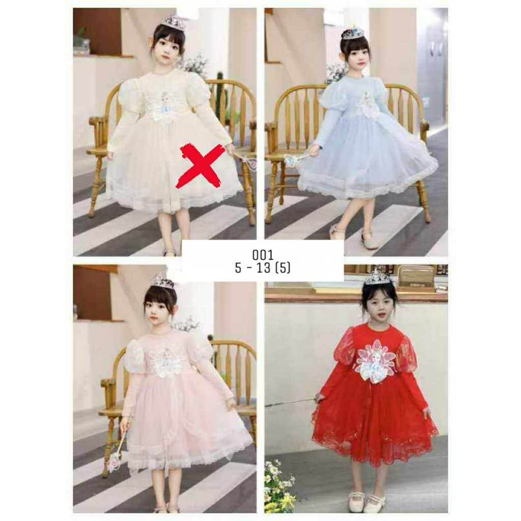 dress pesta anak perempuan import | dress ulang tahun anak lengan tile balon 4 - 7 tahun
