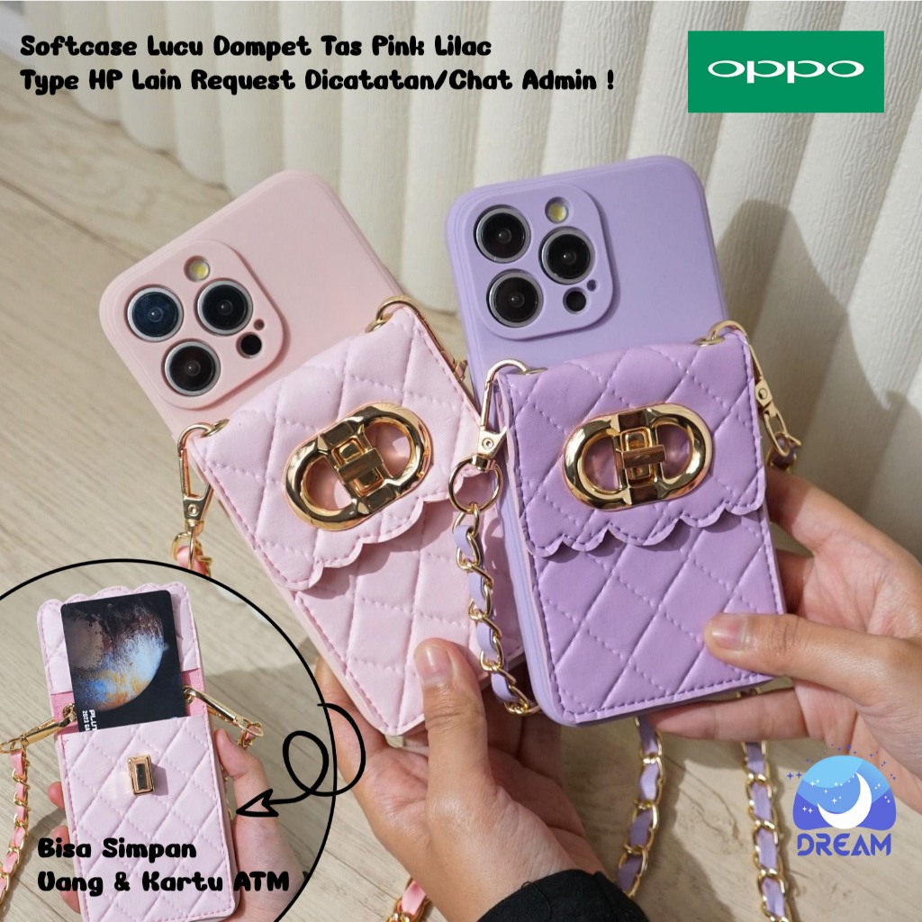 [DOMPET ND] SOFTCASE DOMPET WARNA NAGITA LUCU SLING BAG TALI RANTAI PANJANG For OPPO A77S A57S 4G A5