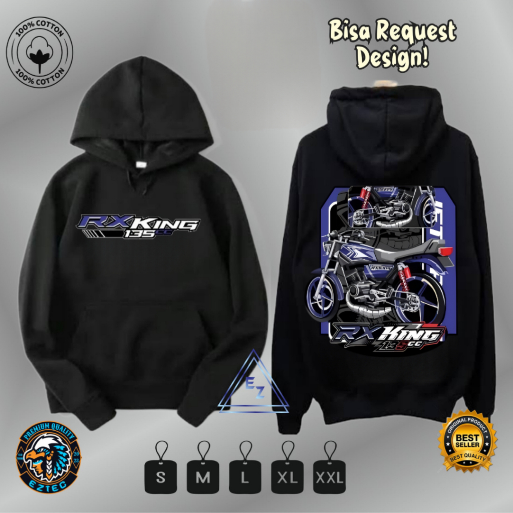 HOODIE JUMPER PRIA DESAIN SABLON OTOMOTIF RX KING 135 CC KEREN SIMPLE BAHAN KATUN FLEECE PREMIUM QUA