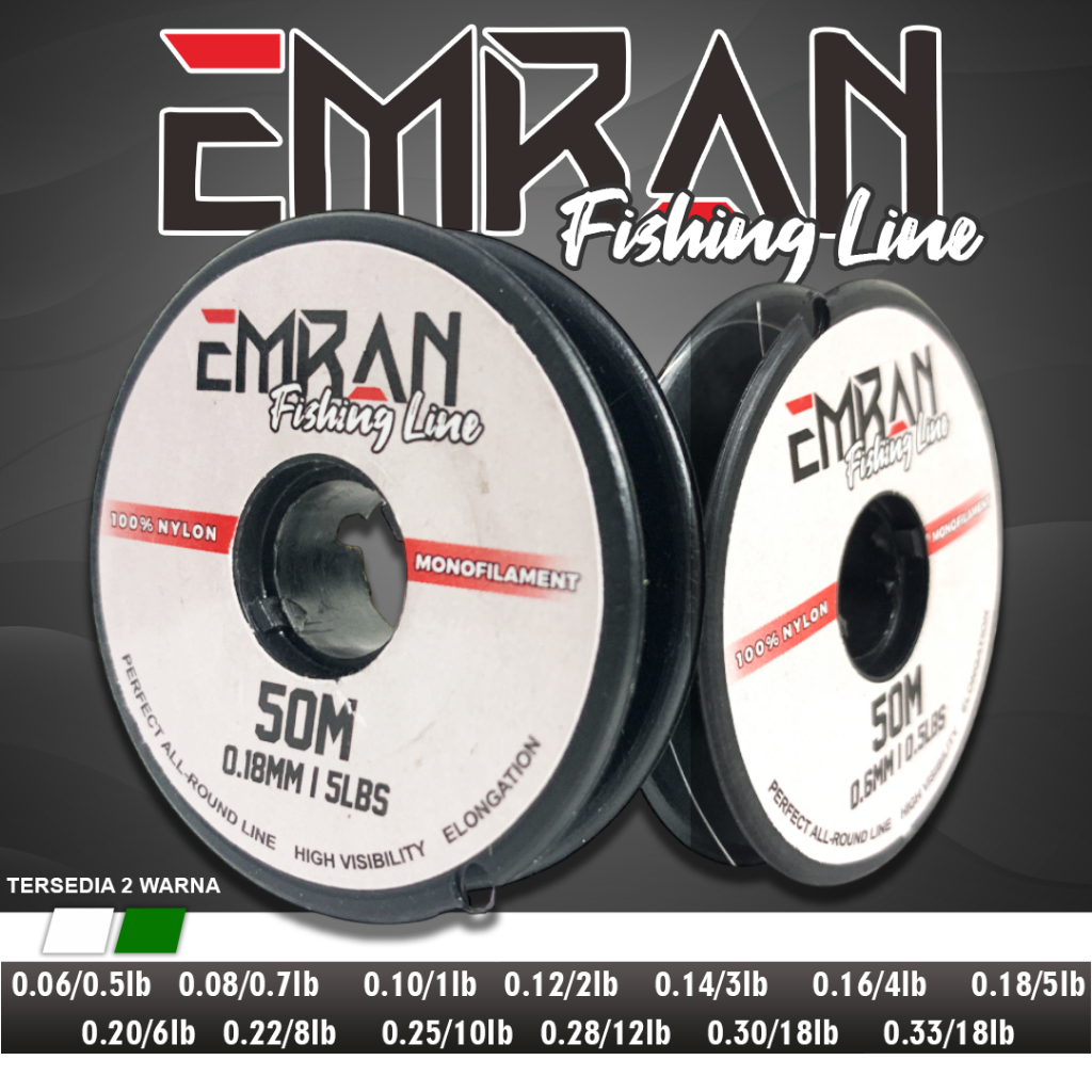 Senar Pancing Emran Fishing Line Monofilament 50m Murah Perfect All-Round Line