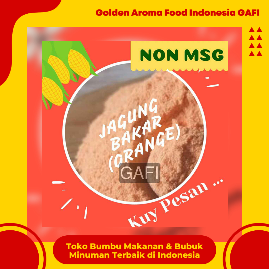 

GAFI Food Bumbu Tabur Rasa Jagung Bakar Orange NON MSG 1 kg Enak Murah Lezat Gurih, Orange Grilled Corn Flavor NON MSG Seasoning Powder 1kg