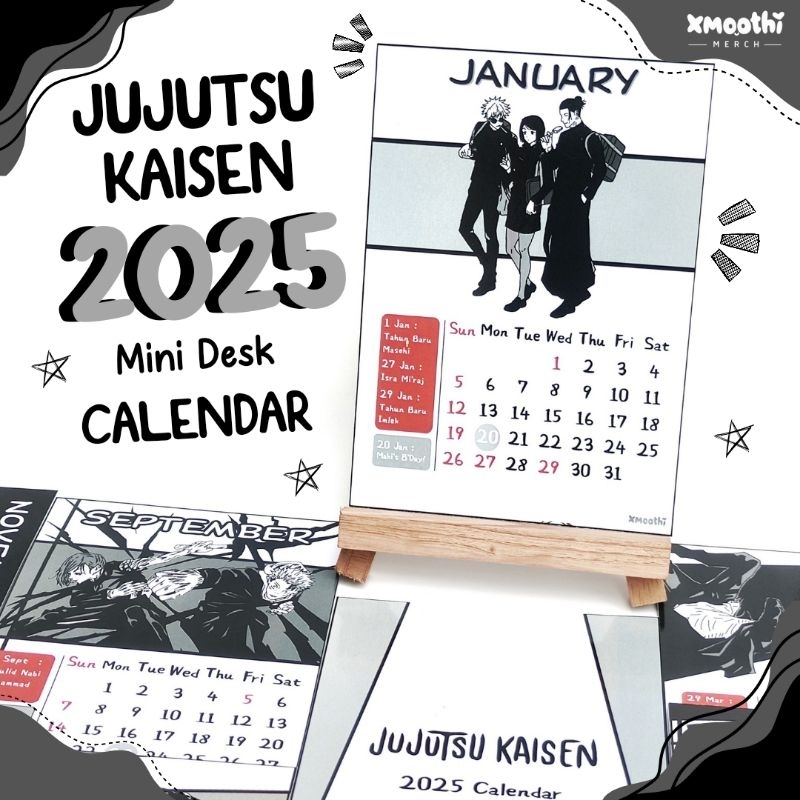 

JUJUTSU KAISEN 2025 MINI DESK CALENDAR MANGA EDITION - KALENDER JUJUTSU KAISEN AESTHETIC - KALENDER MEJA ANIME 2025 - GOJO GETO NANAMI UTAHIME ITADORI TOJI MEGUMI SUKUNA