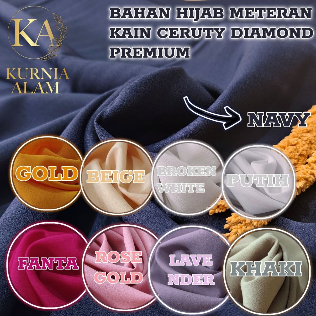 Kain Diamond Crepe Meteran Ceruty Baby Doll Premium Bahan Hijab Gamis Dress Import
