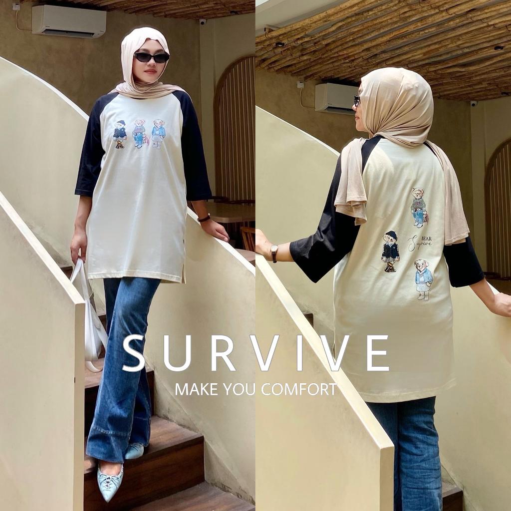 Kaos Oversize Tunic Wanita Kekinian Raglan Terbaru