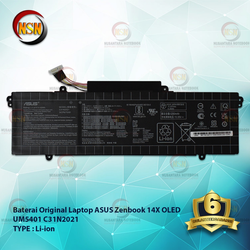 Baterai Laptop Original for ASUS Zenbook 14X OLED UM5401 C31N2021