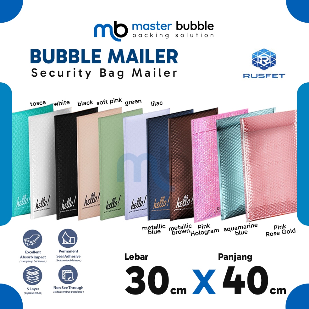 

Bubble Mailer Amplop Varian 30 x 40 cm Envelope Security Bag Mailer Packing Harga Ecer Merk Rusfet