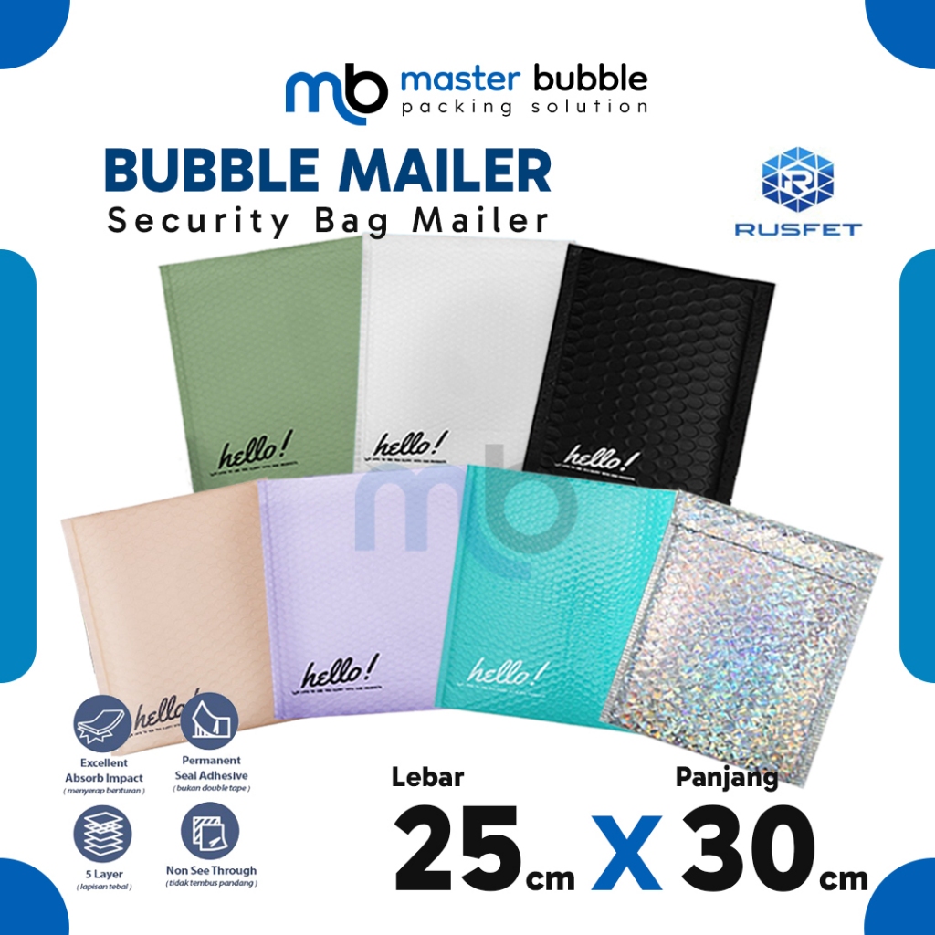 

Bubble Mailer Amplop Varian 25 x 30 cm Envelope Security Bag Mailer Packing Harga Ecer Merk Rusfet
