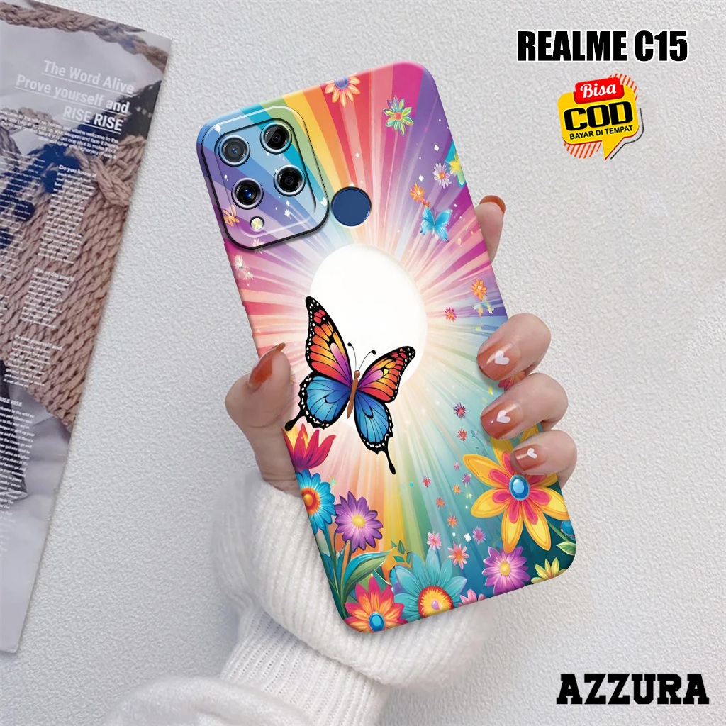 AZZURA - Case Realme C15 - Fashion Case Kupu Kupu - Softcase Realme C15 - Casing Hp Realme C15 - Kas