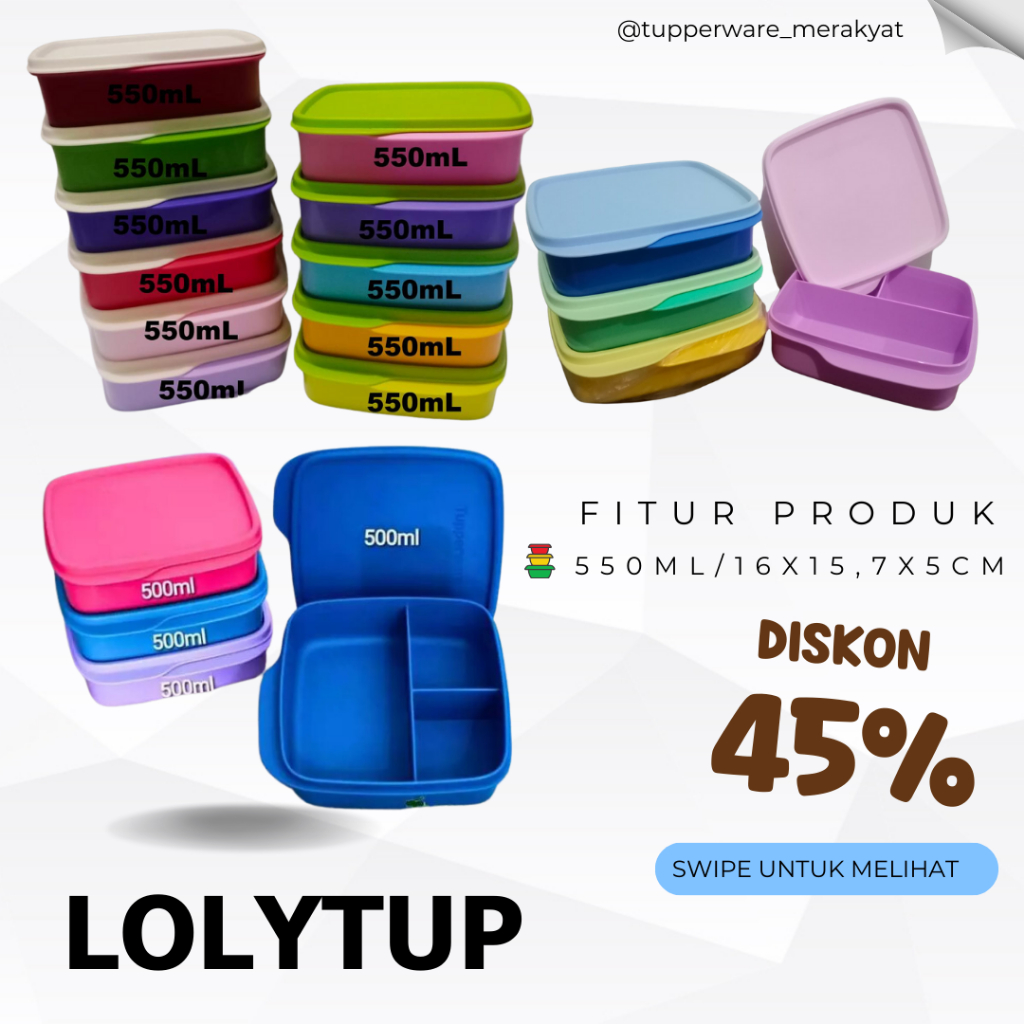 serba serbi bekal makan tupperware tanpa tas/  lolytup/ TEMPAT MAKAN/ BEKAL/ LOLITUP/ LOLYTUP SENADA