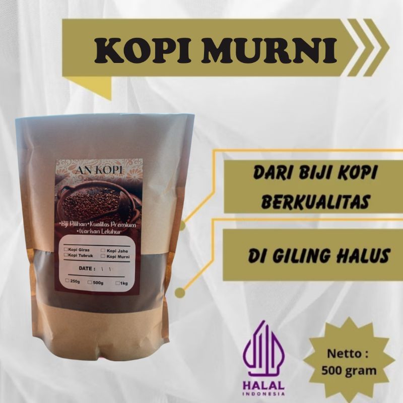 

kopi MURNI murah kemasan 500gr rasa premium mantap enak