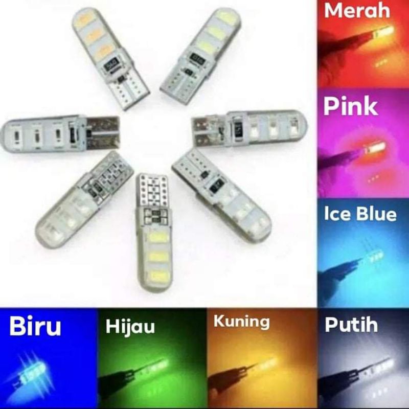 Lampu Sen Sein Senja Jelly T10 T 10 . Lampu Tusuk . 6 Titik Led Mode Kedip/Flash, Mode RGB, RGB Remo