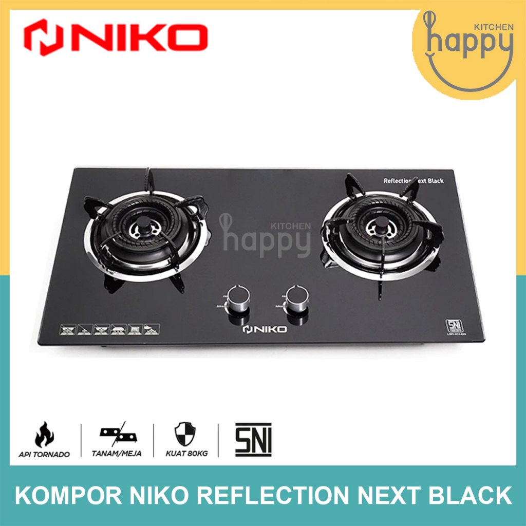 Niko Kompor Tanam Kaca 2 Tungku Niko Reflection Next Black Kompor Kaca Tanam Hitam